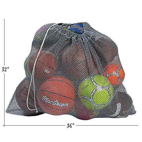 Handy Laundry Mesh Equipment Bag, Grey - 32 x 36 - Adjustable, sliding drawstring cord closure. Perfect mesh bag for parent or coach, making it easy to transport. - Image 2