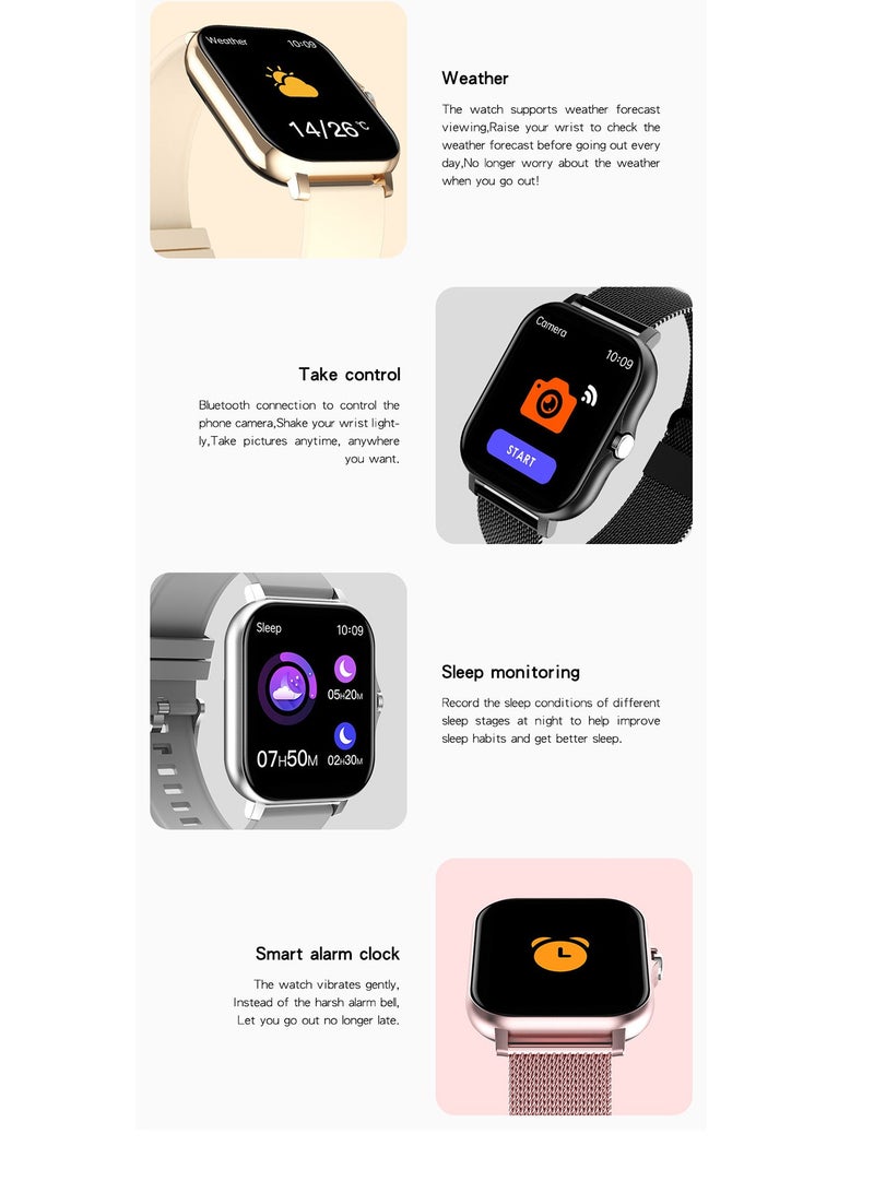 Smart Watch 1.7 Inches HD Full Touch Screen With Waterproof Bluetooth Calling With Heart Rate Monitor Sport Digital Smartwatch For Women Men Fitness Tracker Sleep Monitor Pedometer - Image 5