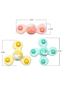 Baby Suction Cup Bath Toy Cartoon Finger Spinning Top Toothpaste Bath Toy Baby Shower Gift Idea Non-toxic Eco-friendly-Color:Ocean Turning Music (color Box English)