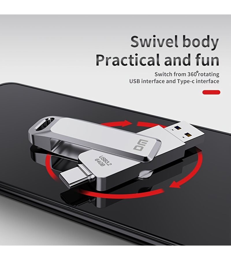 DM PD168 محرك أقراص فلاش USB مزدوج المنفذ من النوع C سعة 32 جيجابايت للهواتف الذكية وأجهزة الكمبيوتر - Image 4