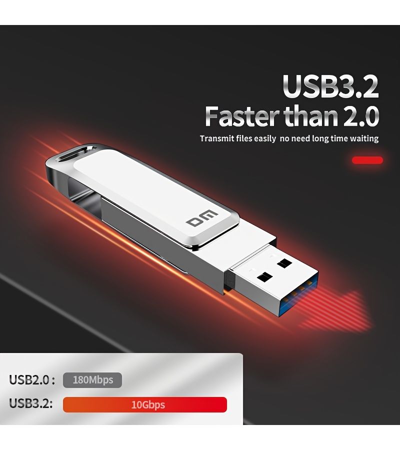 DM PD168 محرك أقراص فلاش USB مزدوج المنفذ من النوع C سعة 32 جيجابايت للهواتف الذكية وأجهزة الكمبيوتر - Image 5