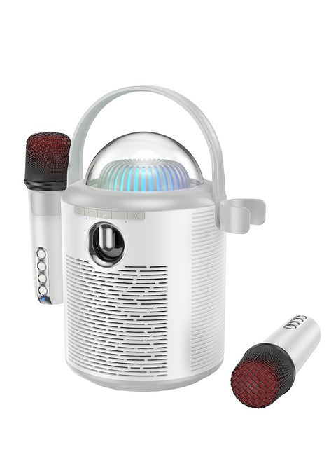 hoco BS59 Pearlescent Bluetooth Speaker with Dual Wireless Microphones – 10W Power, Karaoke, Lighting Effects, and 5 Hours Playtime