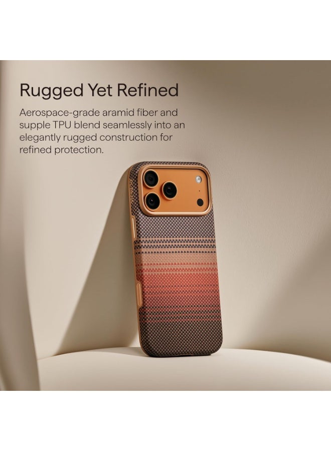 PITAKA حافظة PITAKA لجهاز iPhone 17 Pro Max، Ultra Gurad، واقية، مضادة للصدمات، تغطية كاملة، متوافقة مع MagSafe، متينة، من ألياف الأراميد، تمتص الصدمات، شحن لاسلكي، للأعمال، أنيقة - غروب الشمس - Image 2