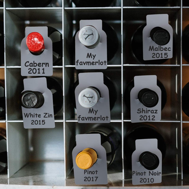 Cosmos 100 Pcs Wine Bottle Tag Bottle Hanging Tags Beverage Bottle Neck Gift Tag ID Tag Wine Rack Marker Bottle Label for Wine Tasting Storage Labelling & Collection, Double Sided (White) - Image 5