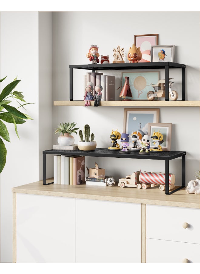 SONGMICS Spice Rack, Extendable Cupboard Organiser, Kitchen Countertop Shelf, Space-Saving Metal Storage, Matte Black - Image 3