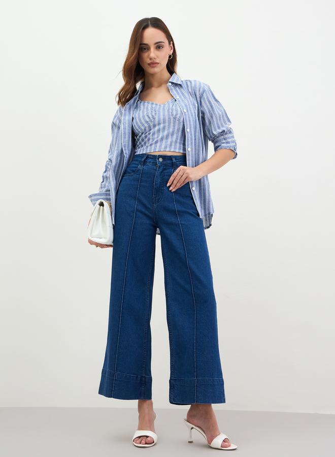 ستايلي مجموعة من بلوزة قصيرة مع بلوزة مخططة - Image 2