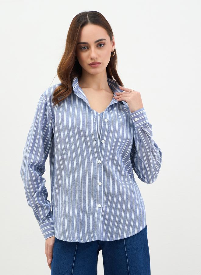 ستايلي مجموعة من بلوزة قصيرة مع بلوزة مخططة - Image 3