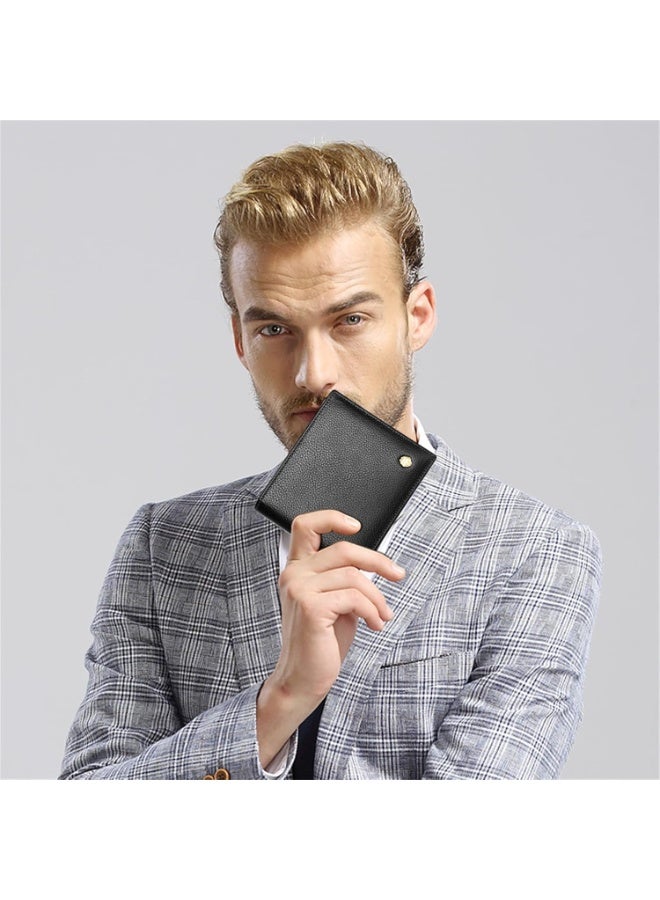 LAORENTOU Men's Wallets,  Blocking Mens Bifold Wallets with Zipper Coin Pocket Casual Men Purse Slim Short Wallet Gift for Father day, Black, One_Size, Business & Leisure Wallet - Image 2