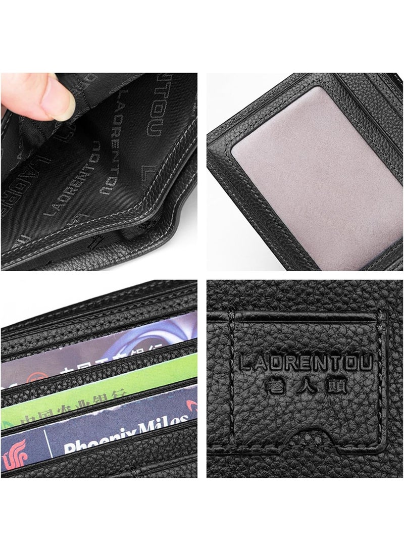 LAORENTOU Men's Wallets,  Blocking Mens Bifold Wallets with Zipper Coin Pocket Casual Men Purse Slim Short Wallet Gift for Father day, Black, One_Size, Business & Leisure Wallet - Image 4