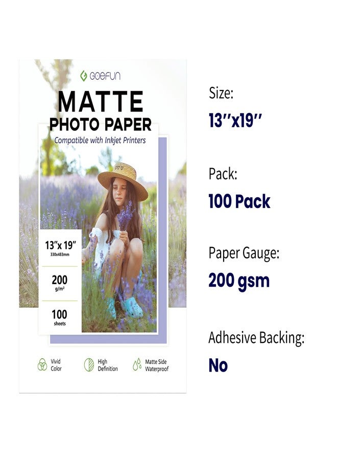Goefun 13x19 Matte Photo Paper, 200 GSM Inkjet Photo Paper for Printer 100 sheets of Photo Printer Paper for Posters and Art Prints - Image 2