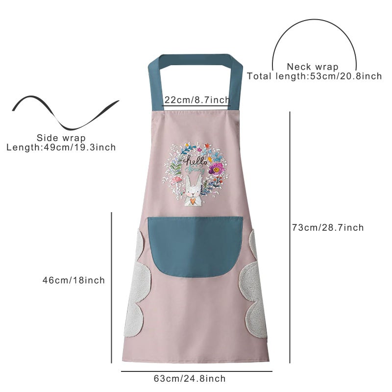 DILLMAN Women Kitchen Apron with Hand Wipe Pocketsï¼ŒBig Pocket,Hand-wiping, Waterproof for Cooking Baking (PINK) - Image 2