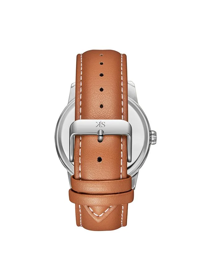 KENNETH SCOTT Kenneth Scott K24020-SLEH Men's Analog Display Watch & Leather  Strap Brown
