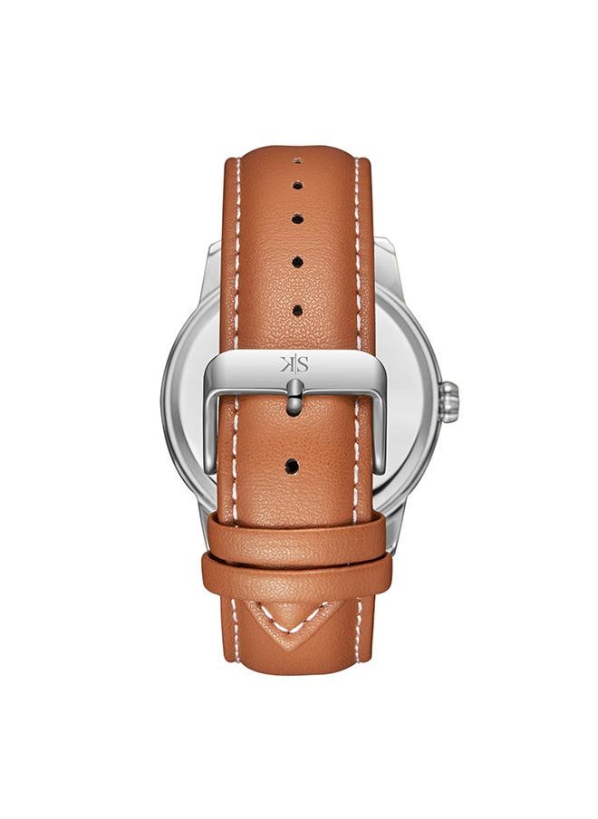 KENNETH SCOTT Kenneth Scott K24020-SLEH Men's Analog Display Watch & Leather  Strap Brown  - Image 1