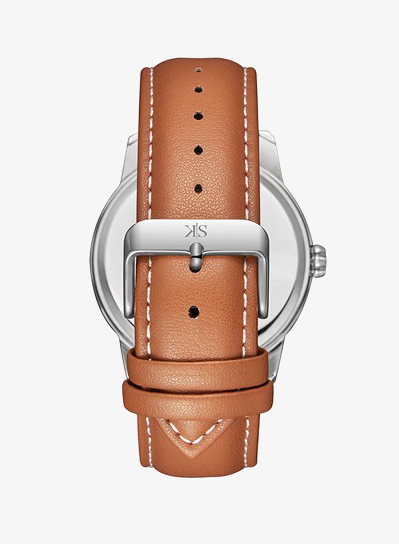 Kenneth Scott K24020-SLEH Men's Analog Display Watch & Leather  Strap Brown - Image 3