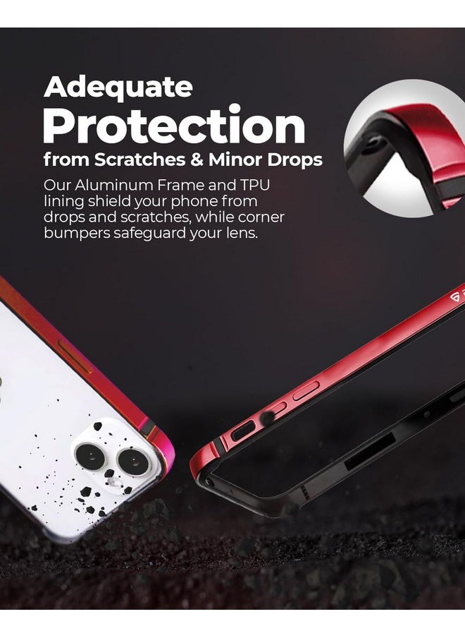 Raegr - RAEGR iPhone 15 Case | Anodized Aluminum Bumper | Mag-Safe Compatible | Edge Armor Protective Minimal Case Designed for iPhone 15 (6.1-Inch) 2023 - Red RG10481 - Image 1