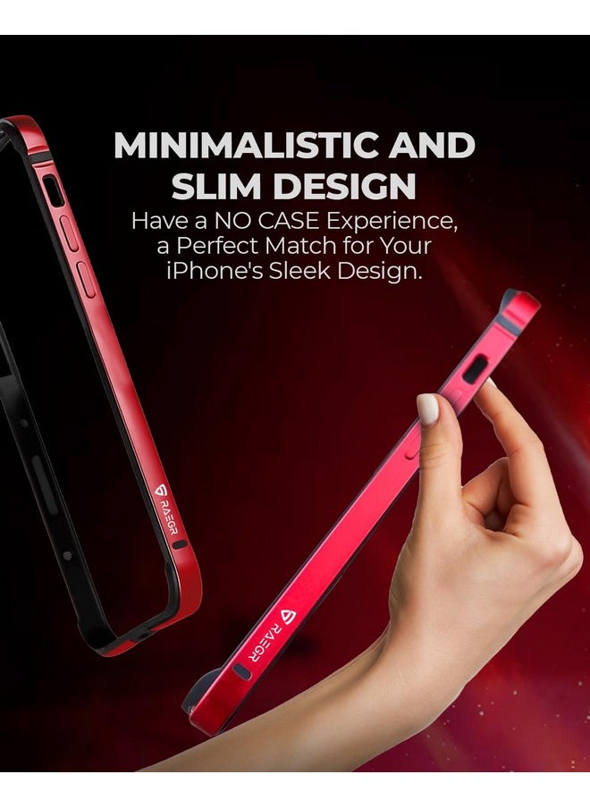 Raegr - RAEGR iPhone 15 Case | Anodized Aluminum Bumper | Mag-Safe Compatible | Edge Armor Protective Minimal Case Designed for iPhone 15 (6.1-Inch) 2023 - Red RG10481 - Image 1
