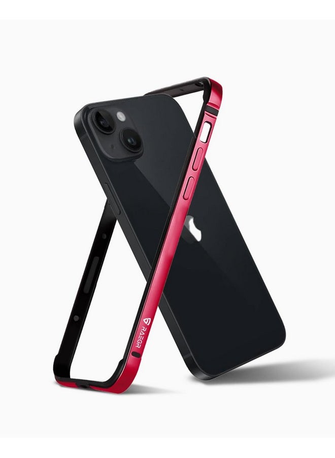 Raegr - RAEGR iPhone 15 Case | Anodized Aluminum Bumper | Mag-Safe Compatible | Edge Armor Protective Minimal Case Designed for iPhone 15 (6.1-Inch) 2023 - Red RG10481 - Image 1