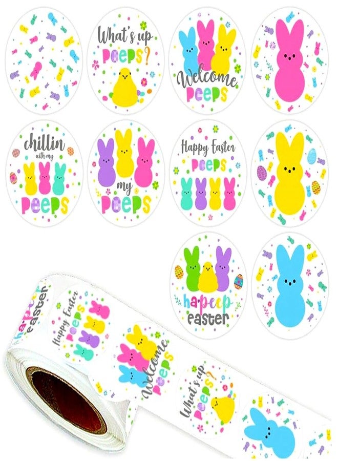 RUPOFUZA 500Pcs Easter Stickers 1in Spring Happy Easter Bunny Egg Stickers Roll 10 Designs Waterproof Self-Adhesive Eggs Rabbit Sticker for Holiday Party Envelopes Scrapbook Decorations Supplies - Image 1