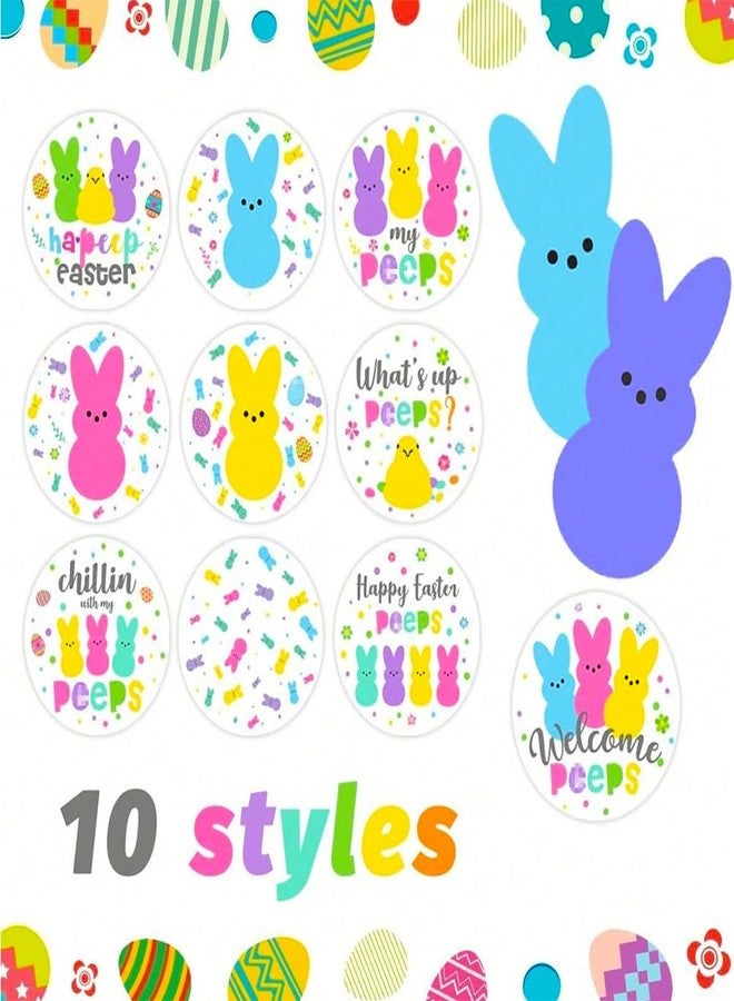 RUPOFUZA 500Pcs Easter Stickers 1in Spring Happy Easter Bunny Egg Stickers Roll 10 Designs Waterproof Self-Adhesive Eggs Rabbit Sticker for Holiday Party Envelopes Scrapbook Decorations Supplies - Image 2