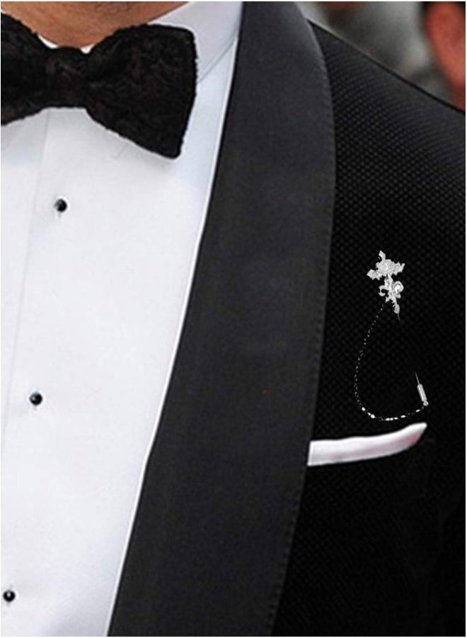 Men's Brooch Lapel Pin, 3 Style Brooch Lapel Pin Chain for Men's, Brooch Buckle Mens Suit Accessories,Hat Scarf Tie Pins for Boyfriend Father Birthday Holiday Gift - Image 3