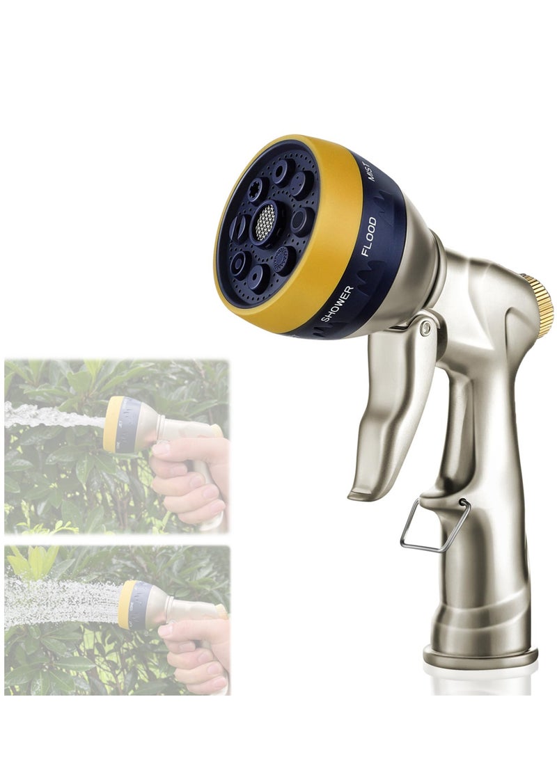 SYOSI Garden Hose Nozzle Metal Hose Sprayer High Pressure Water Hose Nozzle Sprayer with 8 Adjustable Patterns for Watering Car Washing Cleaning Watering Plants Lawns - Image 1