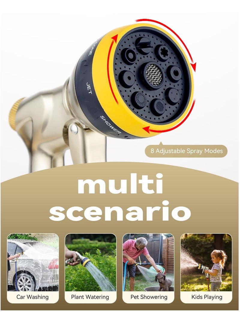 SYOSI Garden Hose Nozzle Metal Hose Sprayer High Pressure Water Hose Nozzle Sprayer with 8 Adjustable Patterns for Watering Car Washing Cleaning Watering Plants Lawns - Image 4