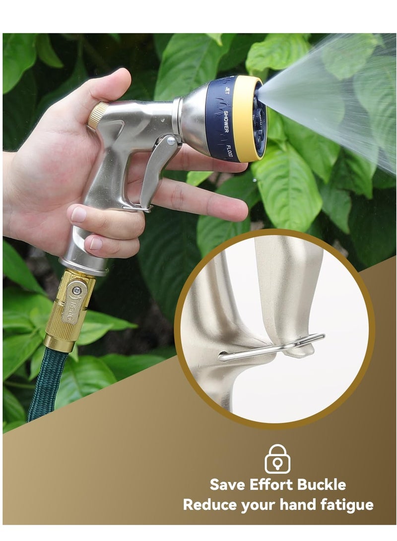 SYOSI Garden Hose Nozzle Metal Hose Sprayer High Pressure Water Hose Nozzle Sprayer with 8 Adjustable Patterns for Watering Car Washing Cleaning Watering Plants Lawns - Image 2