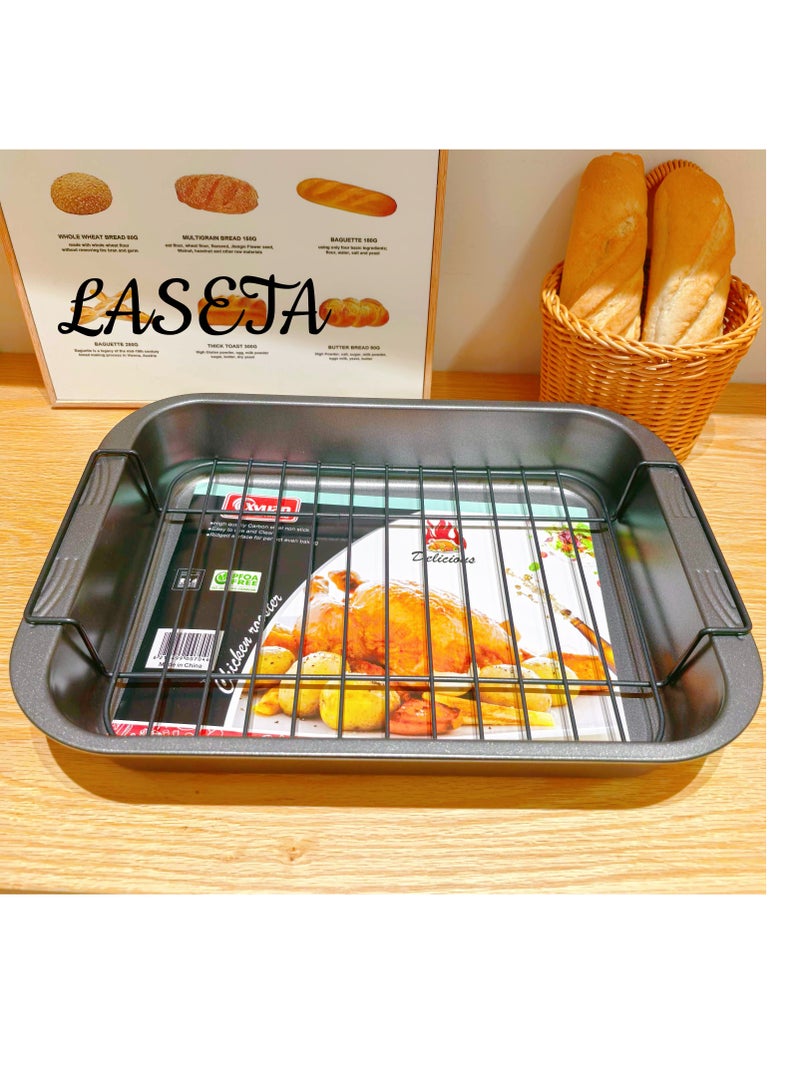 Laseta Roasting tray with grill rack,Roast chicken plate（54CM*40CM*3CM) - Image 1