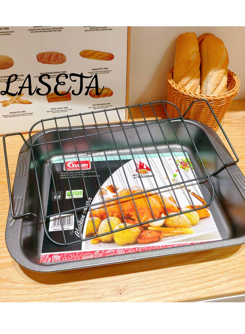 Laseta Roasting tray with grill rack,Roast chicken plate（54CM*40CM*3CM) - Image 2