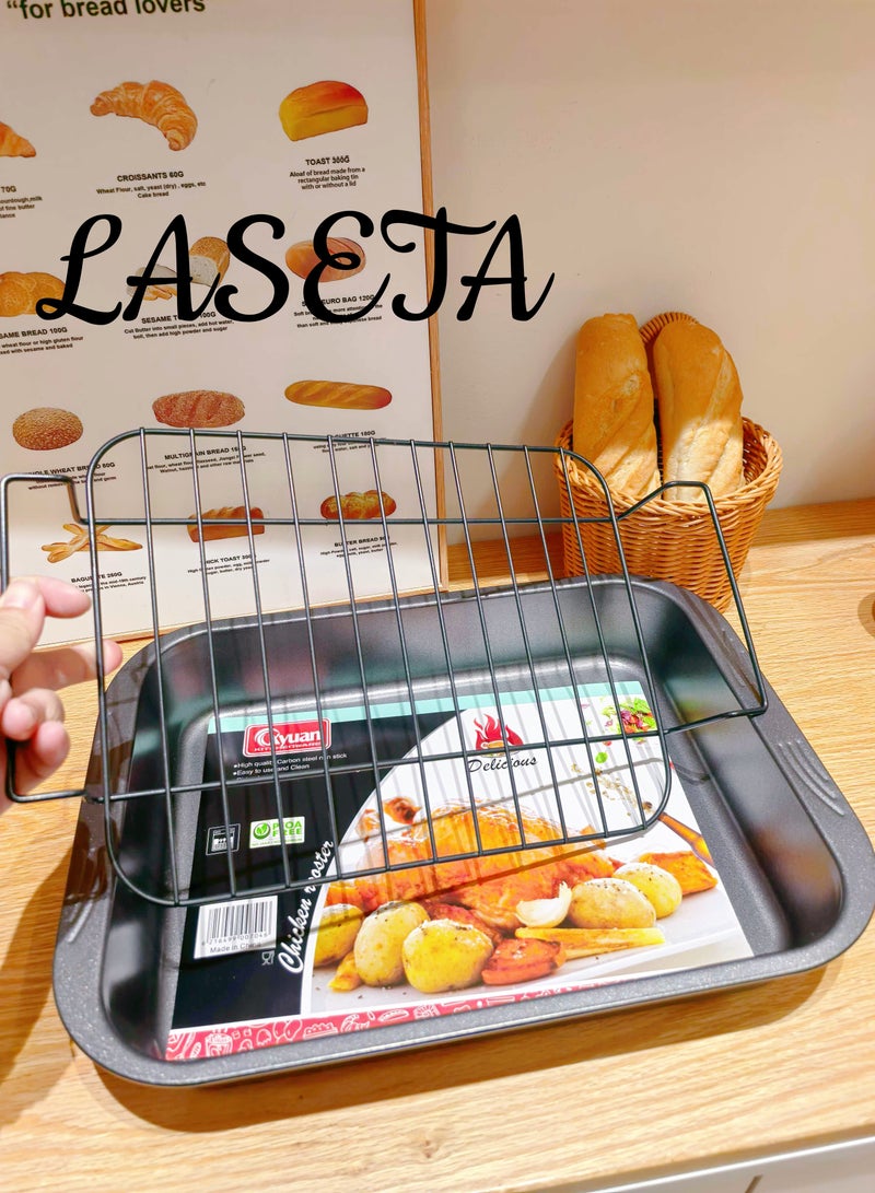Laseta Roasting tray with grill rack,Roast chicken plate（54CM*40CM*3CM) - Image 3