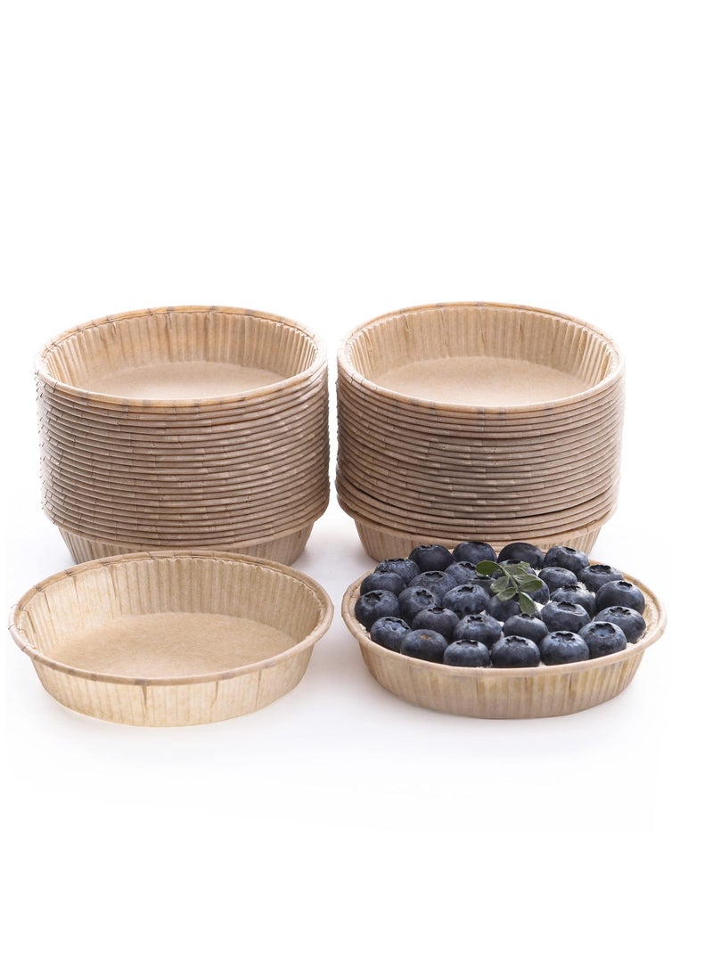 Captaintech Mini Pie Pans, 100 pcs Mini Pie Tins, 4 Inch Mini Paper Tart Pans for Baking, Non-stick Unbleached Quiche Baking Dish, Disposable Quiche Baking Dish, Oven safe, Microwave safe - Image 1