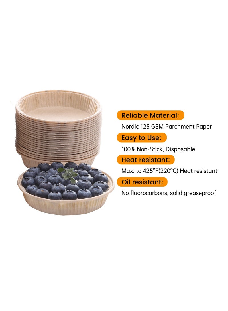 Captaintech Mini Pie Pans, 100 pcs Mini Pie Tins, 4 Inch Mini Paper Tart Pans for Baking, Non-stick Unbleached Quiche Baking Dish, Disposable Quiche Baking Dish, Oven safe, Microwave safe - Image 2