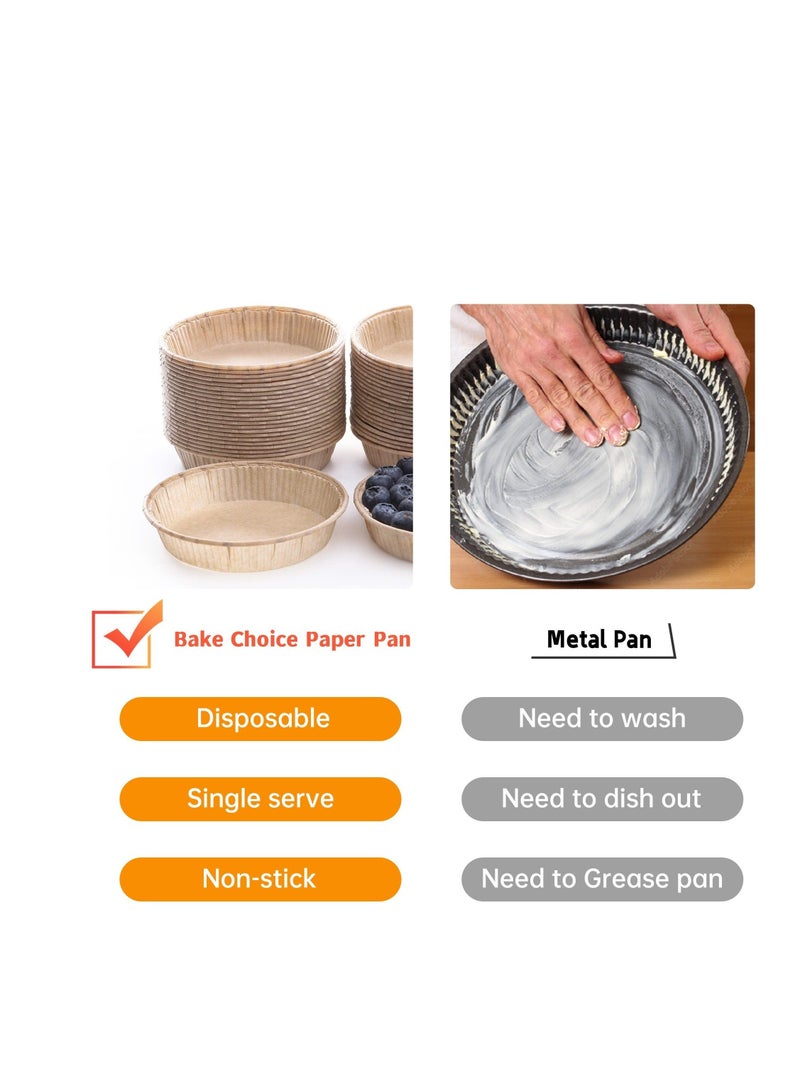 Captaintech Mini Pie Pans, 100 pcs Mini Pie Tins, 4 Inch Mini Paper Tart Pans for Baking, Non-stick Unbleached Quiche Baking Dish, Disposable Quiche Baking Dish, Oven safe, Microwave safe - Image 3