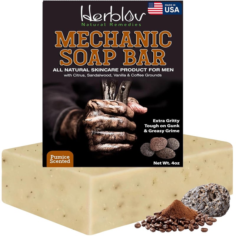 Herblov صابون ميكانيكي لليدين والجسم طبيعي لليدين العاملة بار له ثقيل إضافي خشن قوي على الأوساخ والشحوم والجراثيم صابون بركاني مقشر لتنظيف اليدين للميكانيكيين مصنوع في الولايات المتحدة الأمريكية - Image 1