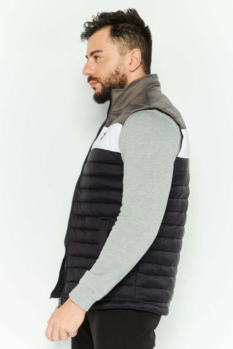 Lyle & Scott Men Colorblocked Puffer Vest, Grey - Image 3