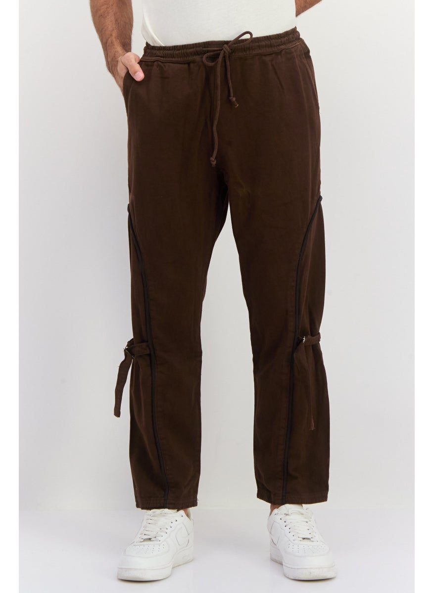 Night Addict Men Regular Fit Solid Straight Leg Pant, Dark Brown  - Image 1