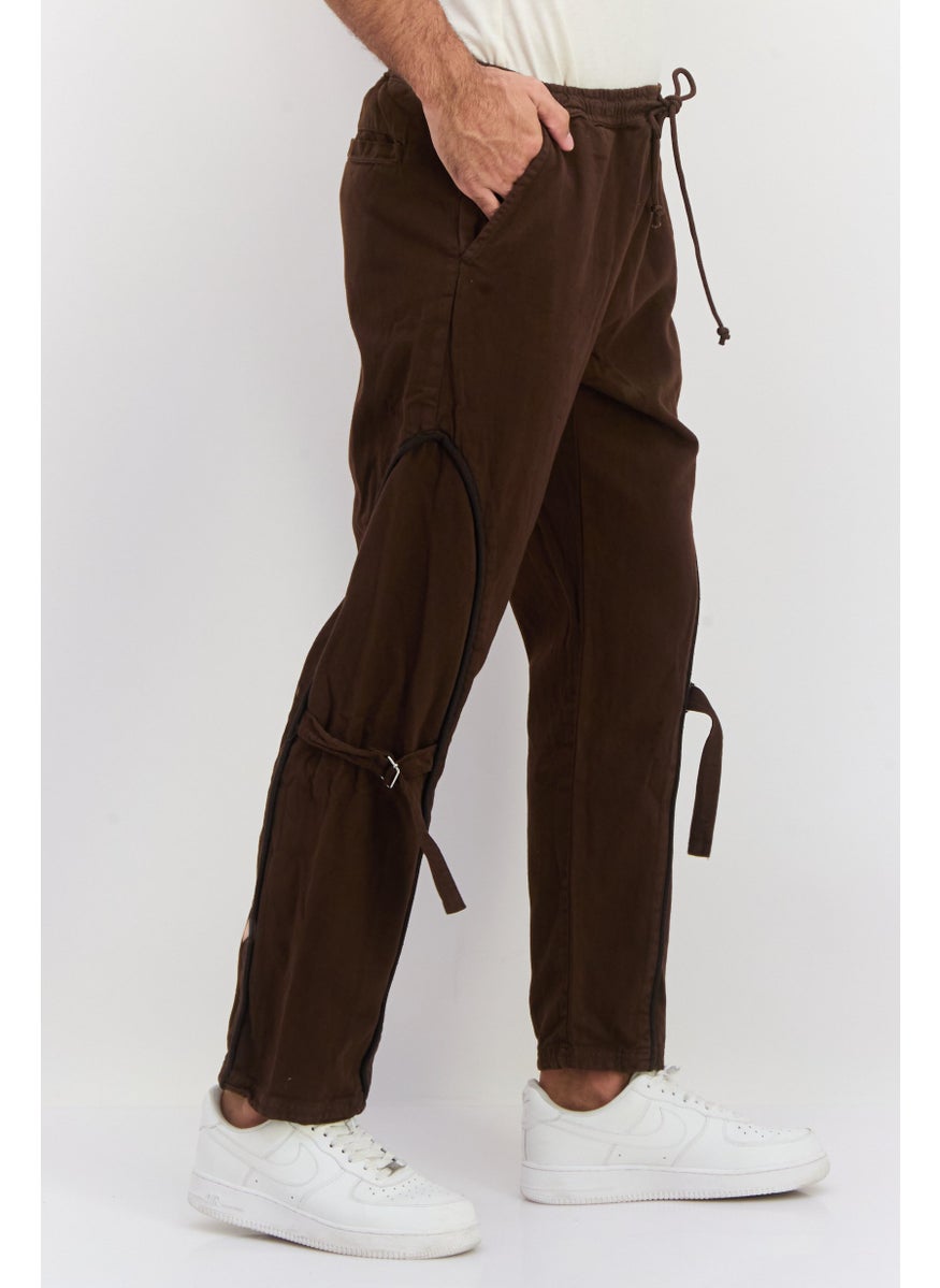 Night Addict Men Regular Fit Solid Straight Leg Pant, Dark Brown  - Image 2