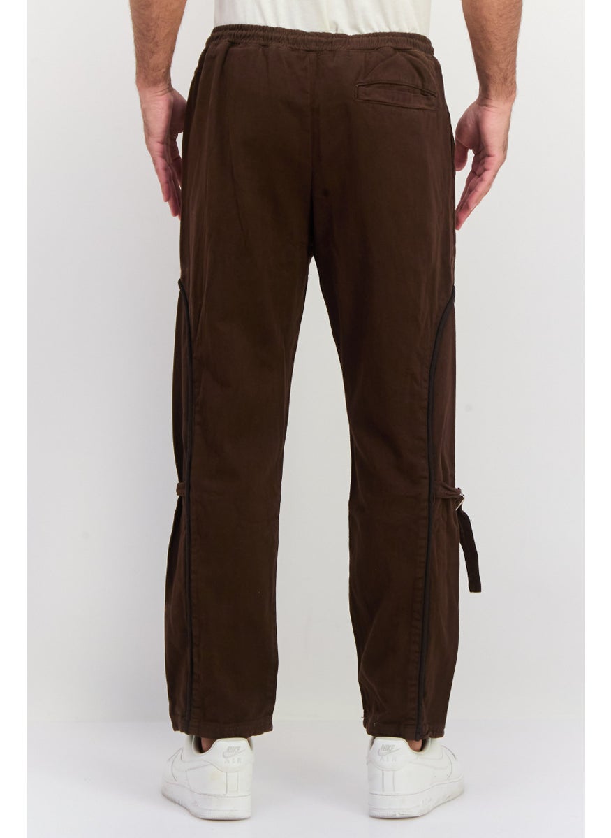 Night Addict Men Regular Fit Solid Straight Leg Pant, Dark Brown  - Image 3