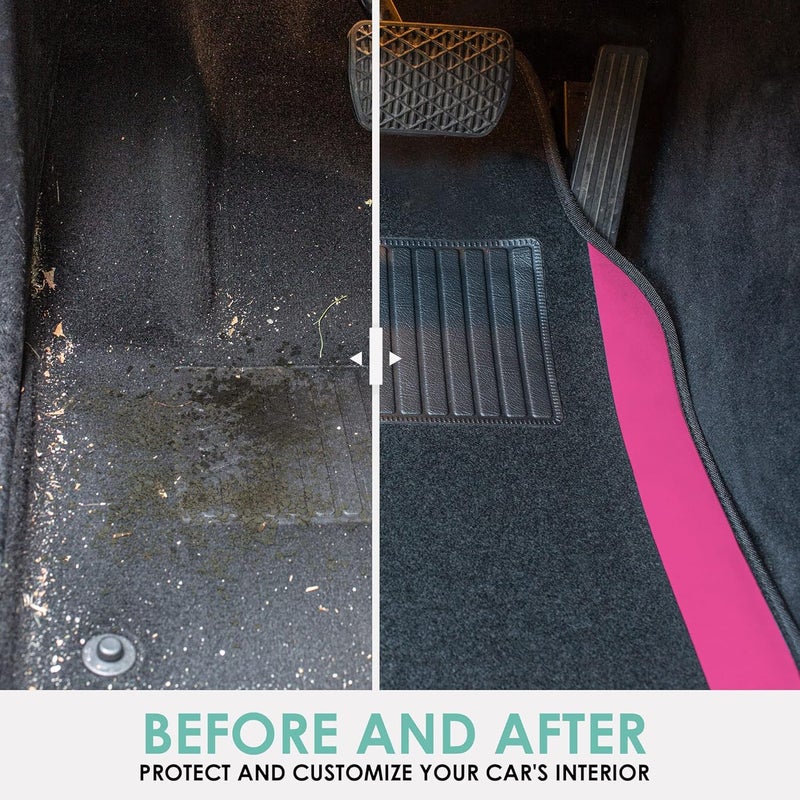 FH Group F14407PINK Premium Full Set Carpet Floor Mat (Sedan and SUV with Driver Heel Pad Pink) - Image 3