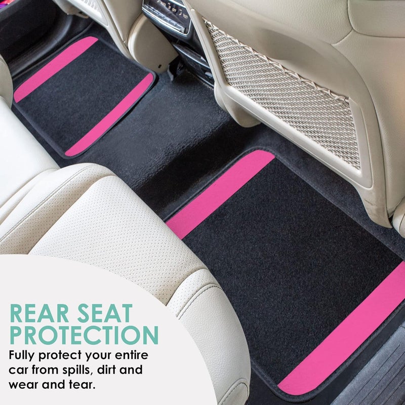 FH Group F14407PINK Premium Full Set Carpet Floor Mat (Sedan and SUV with Driver Heel Pad Pink) - Image 5