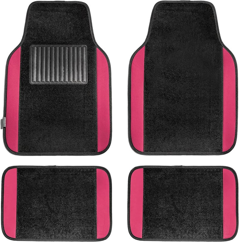 FH Group F14407PINK Premium Full Set Carpet Floor Mat (Sedan and SUV with Driver Heel Pad Pink) - Image 1