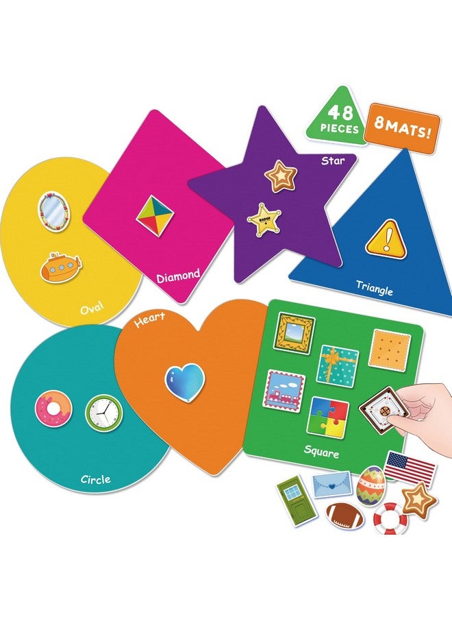 Eamay Shape Sorter Toy For Toddler, Shape Puzzles And Matching Games Set With 8 Sorting Mats And 48 Everyday Objects Pieces - Learning Sorting Toys For Kids - Image 1