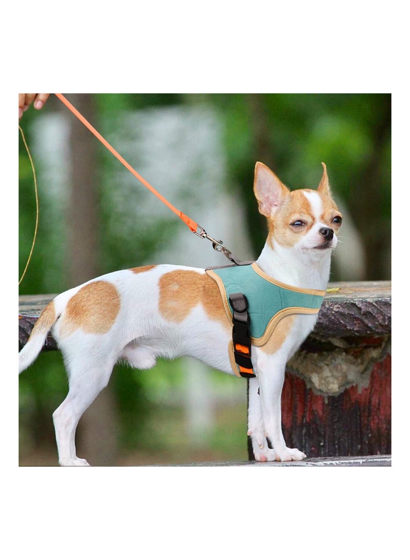 Pet Harness and Lead Set for Walking, Adjustable Soft Reflective Strip Faux Suede Escape Vest Harness and Leash Cat Kitten Walking Vest with Leash for Cats and Small Dogs Orange and Lake Blue, L - Image 3