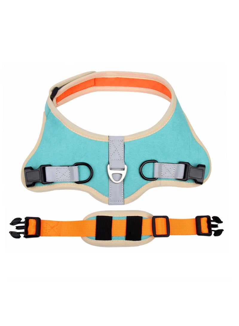 Pet Harness and Lead Set for Walking, Adjustable Soft Reflective Strip Faux Suede Escape Vest Harness and Leash Cat Kitten Walking Vest with Leash for Cats and Small Dogs Orange and Lake Blue, L - Image 5