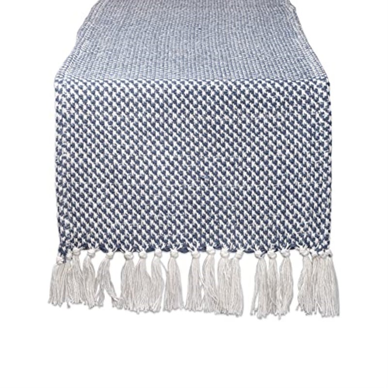 Design Imports DII French Blue Woven Table Runner 15x108"" - Image 1