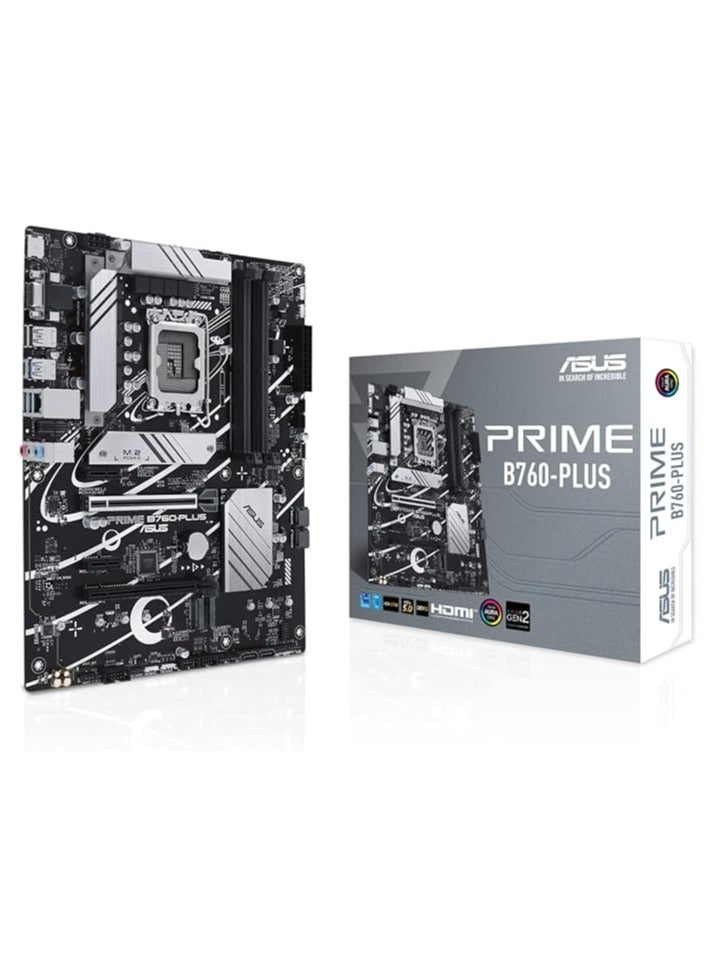 Prime B760-PLUS, Intel® B760 LGA 1700 ATX Motherboard with PCIe 5.0, Three PCIe 4.0 M.2 Slots, DDR5, Realtek 2.5Gb Ethernet, DisplayPort, VGA, HDMI | Black