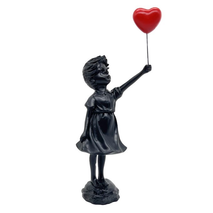 CUTE GIRL WITH BALLOON RESIN SCULPTURE FIGURE STATUE FOR HOME DECORBANKSY STATUE GIRL WITH RED HEART BALLOON FIGURINE MODERN ART SCULPTURE FOR TABLE BOOKSHELF DECOR
