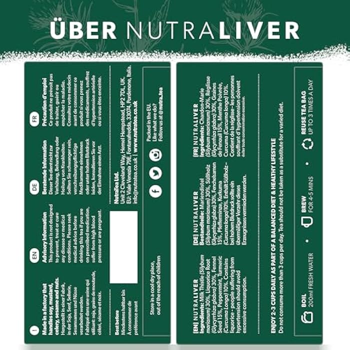 Nutra Tea NUTRALIVER - Detox Tea for Liver Cleansing and Support - With Milk Thistle, Turmeric & Fennel - 20 Tea Bags - Herbal Tea by Nutra Tea - Image 2