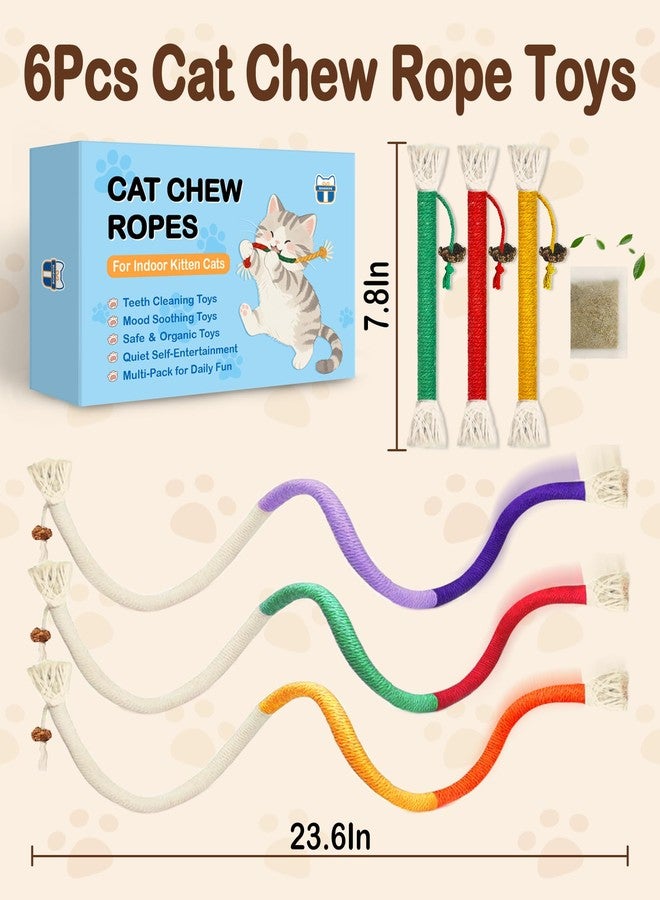 Beanewone Cat Chew Rope Toys 6Pcs with Catnip, Indoor Cat Teething Toys for Kittens, Interactive Catnip Kitty Toys for All Breeds (Cats Chew Rope 6PCs) - Image 2
