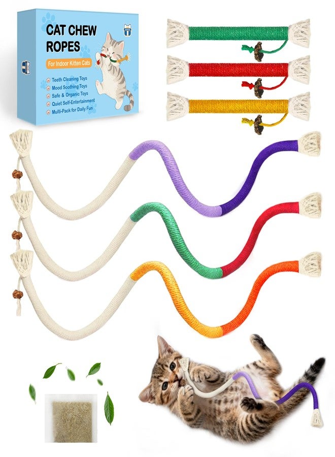 Beanewone Cat Chew Rope Toys 6Pcs with Catnip, Indoor Cat Teething Toys for Kittens, Interactive Catnip Kitty Toys for All Breeds (Cats Chew Rope 6PCs) - Image 1